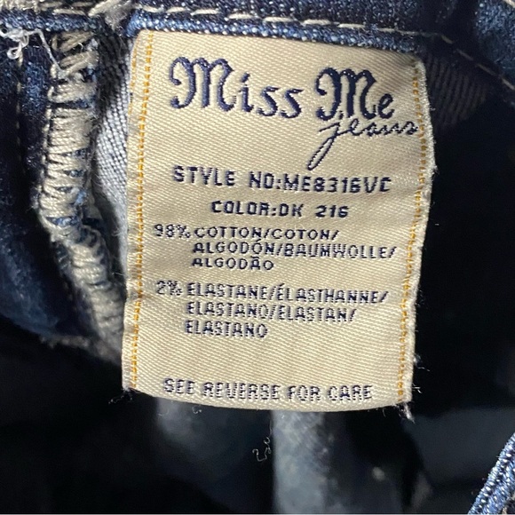 Miss Me Jeans Women 28W Mid Rise Crop Distressed Jeweled Back Pocket ME8316VC - Picture 12 of 13
